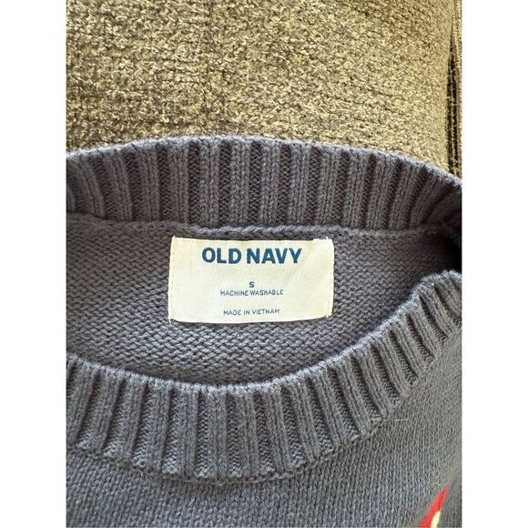 NEW Old Navy Cotton American Flag Knitted Sweater navy Blue Small - Picture 8 of 8